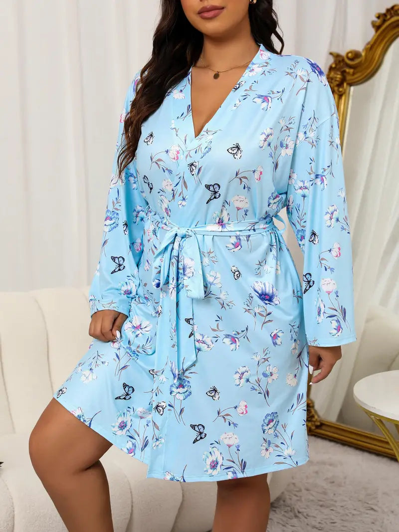 peignoir élégant à fleurs