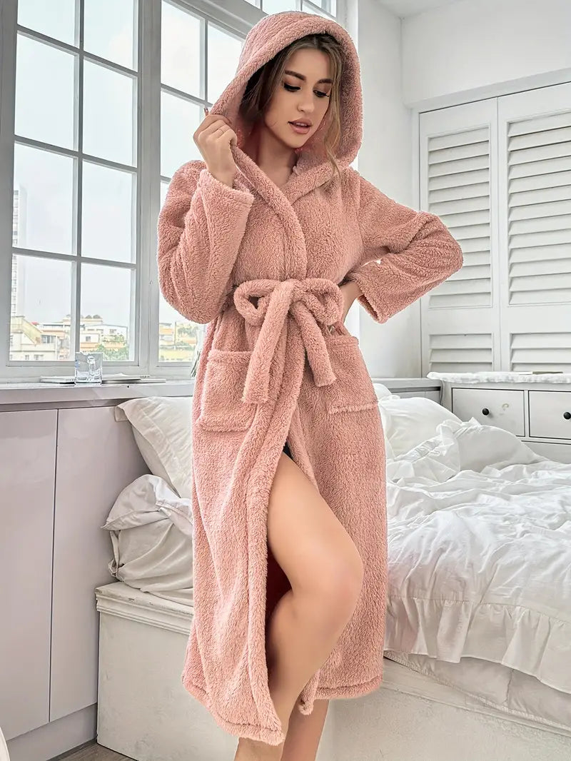 peignoir en éponge rose