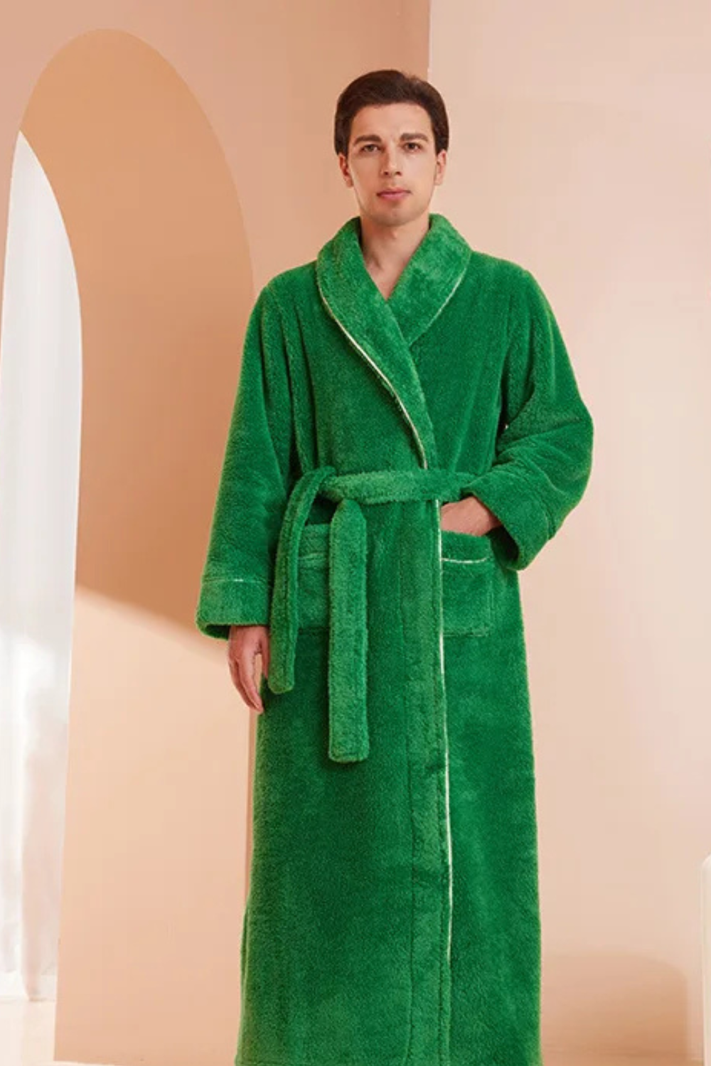 peignoir homme vert élégant