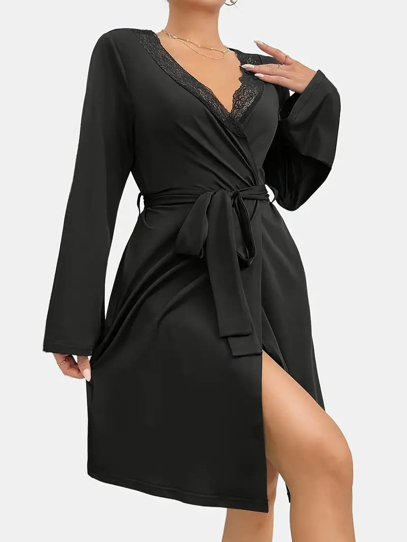 Peignoir élégant satin noir
