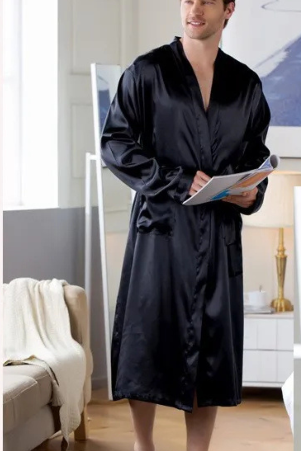peignoir satin noir