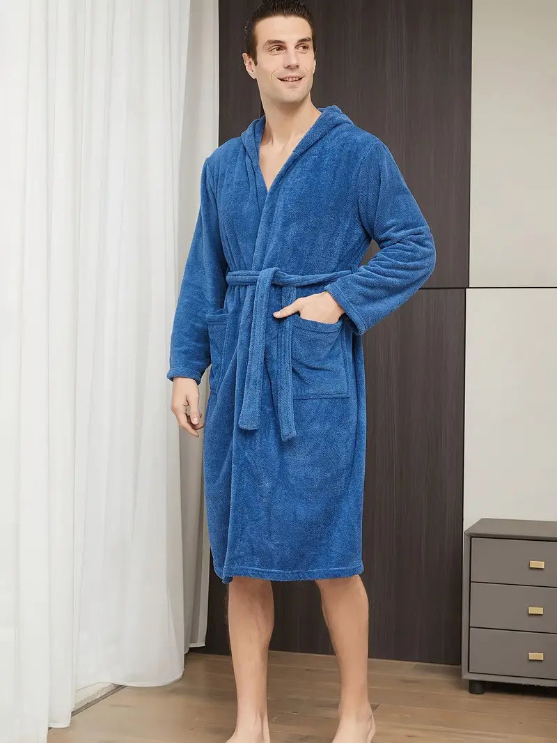 peignoir bain bleu élégant