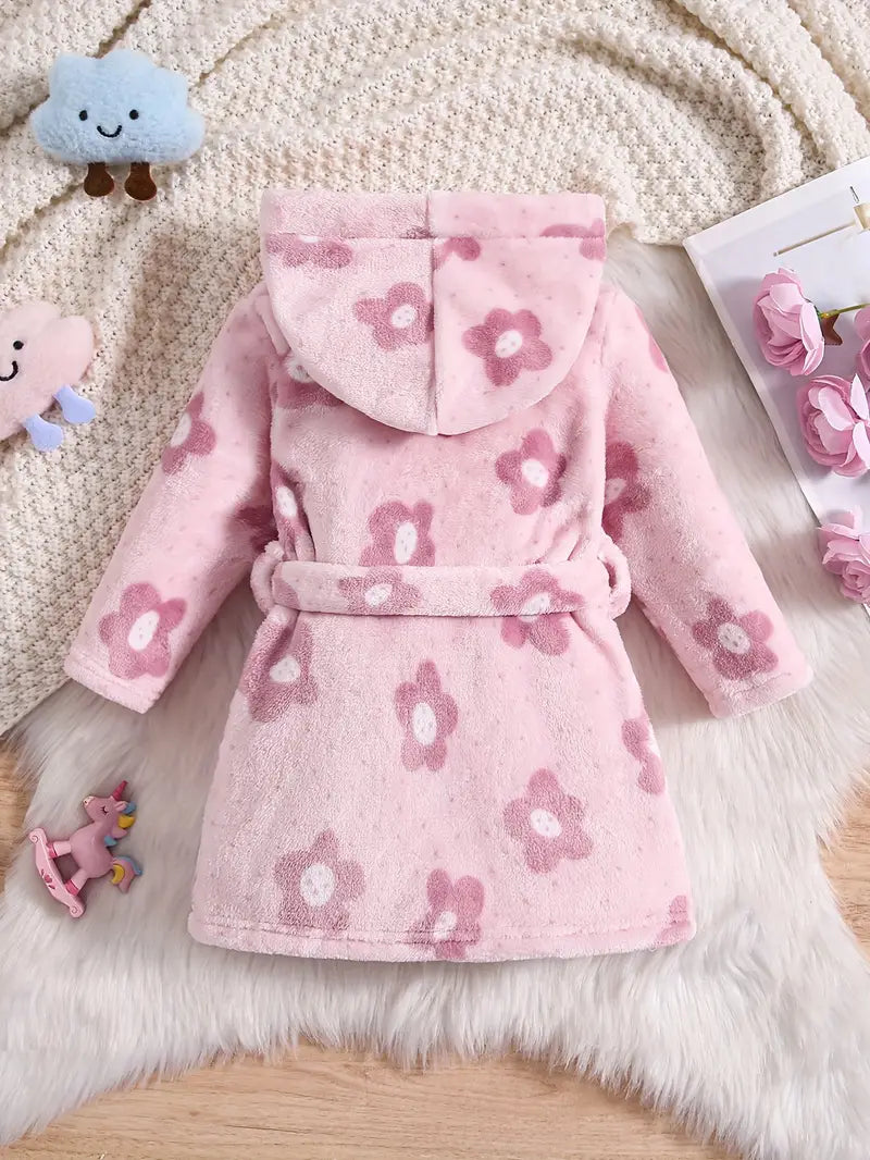 peignoir enfant en polaire rose