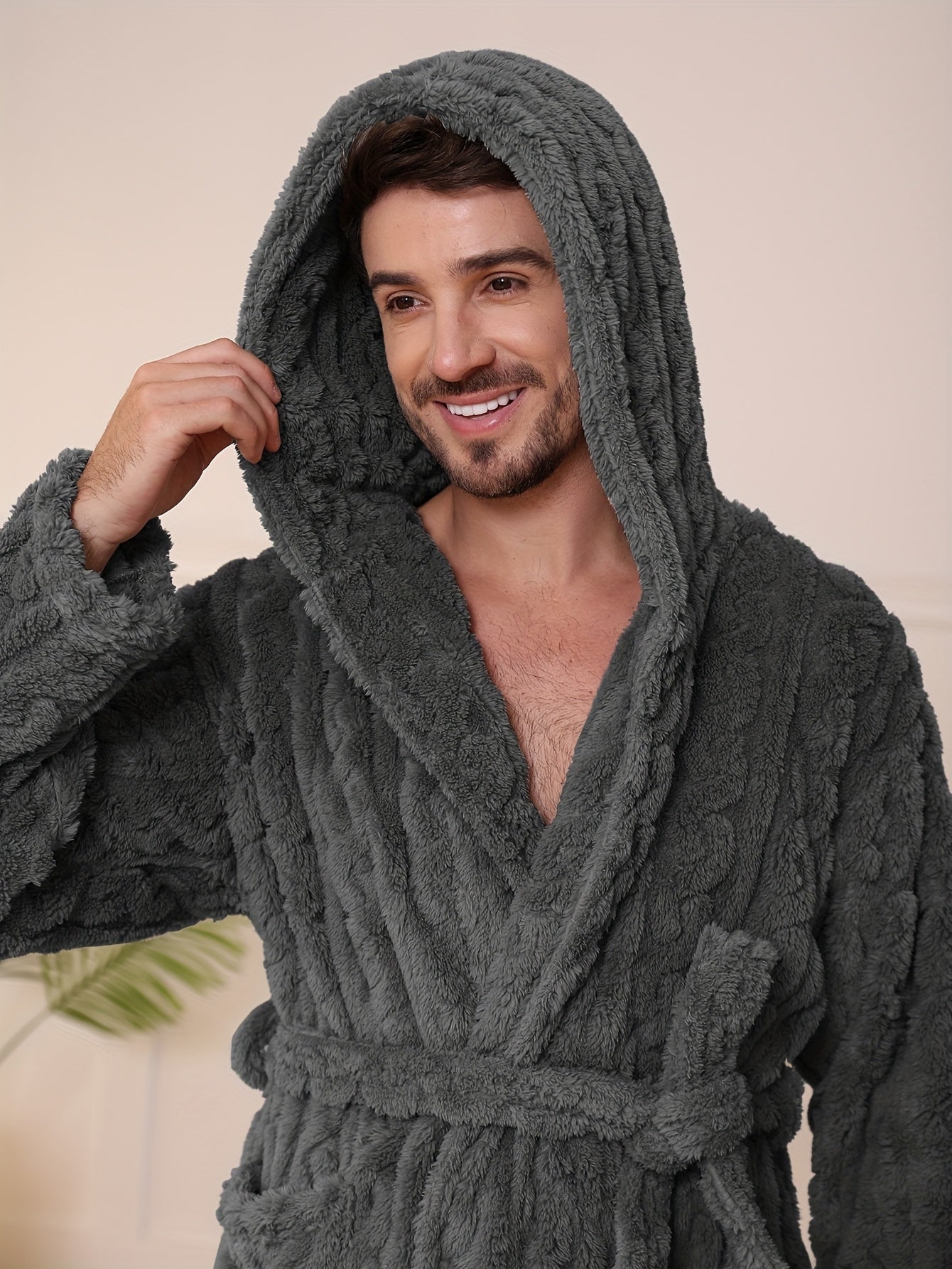 peignoir homme effet torsadé