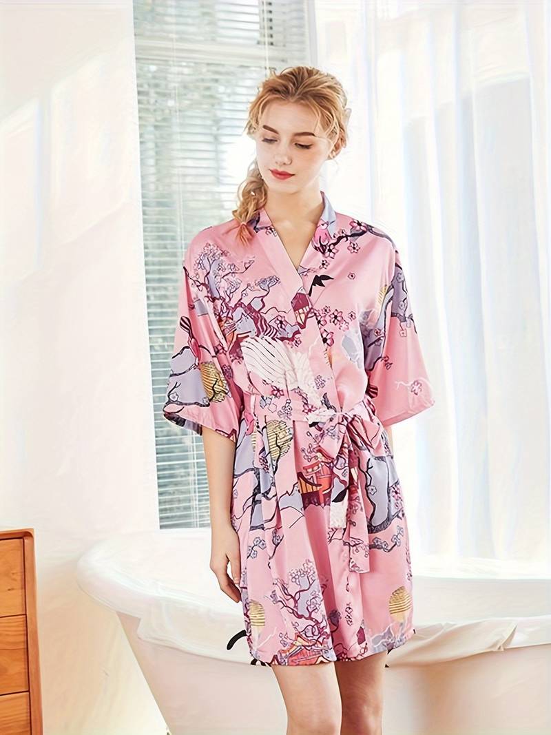 peignoir doux à motif floral