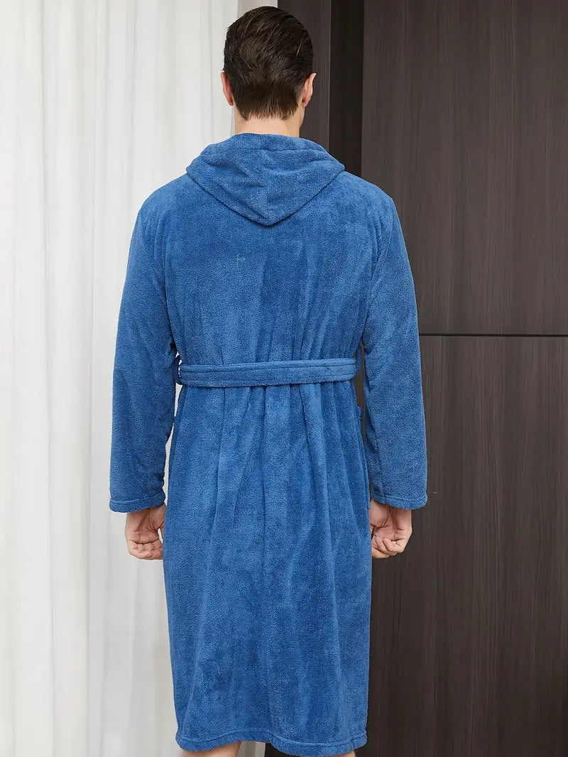 capuche peignoir de bain bleu