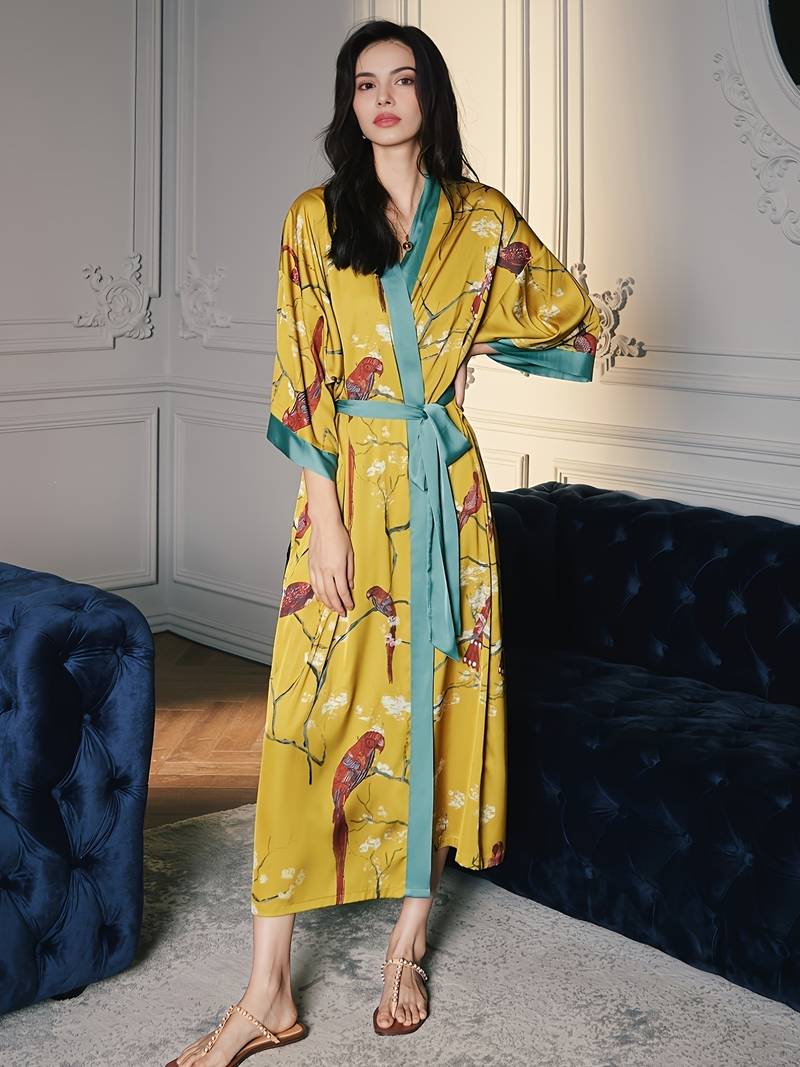 long peignoir kimono satin