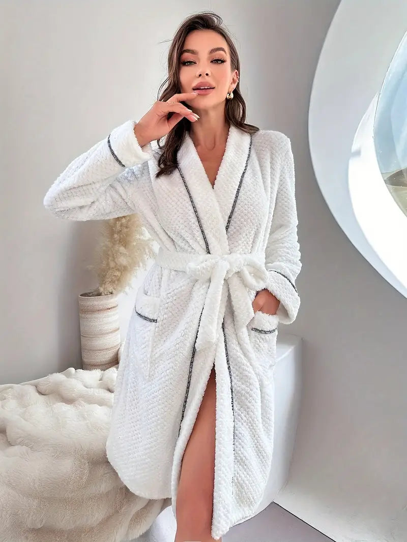 peignoir de bain blanc nid abeille
