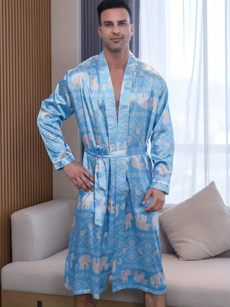 élégant peignoir bain bleu