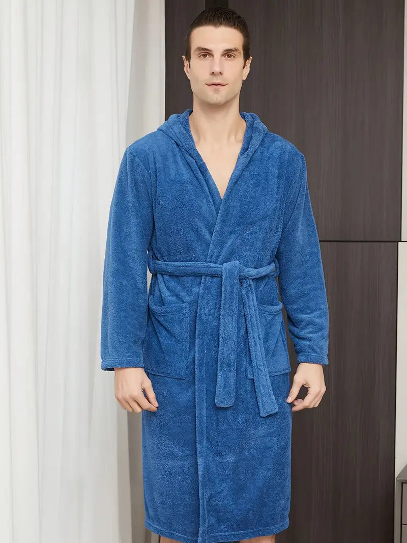 peignoir bleu avec capuche