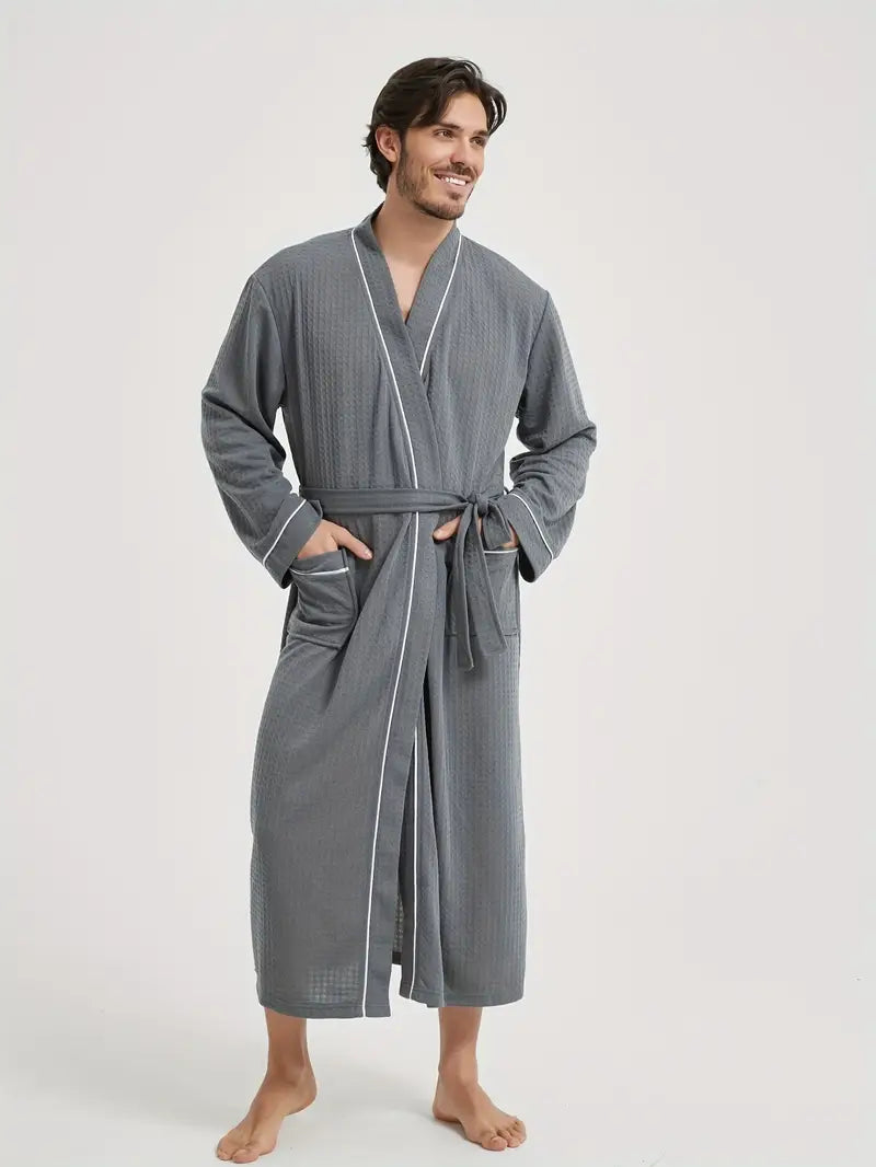 Peignoir de Bain Nid D'abeille Gris