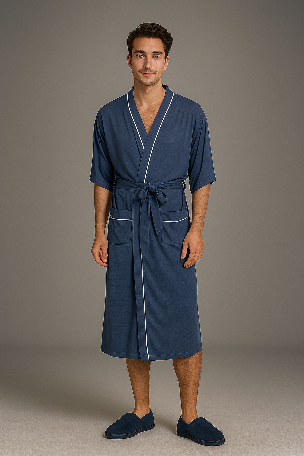 peignoir kimono bleu