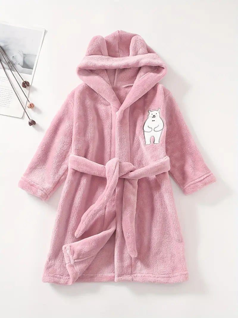 peignoir de bain fille motif ours