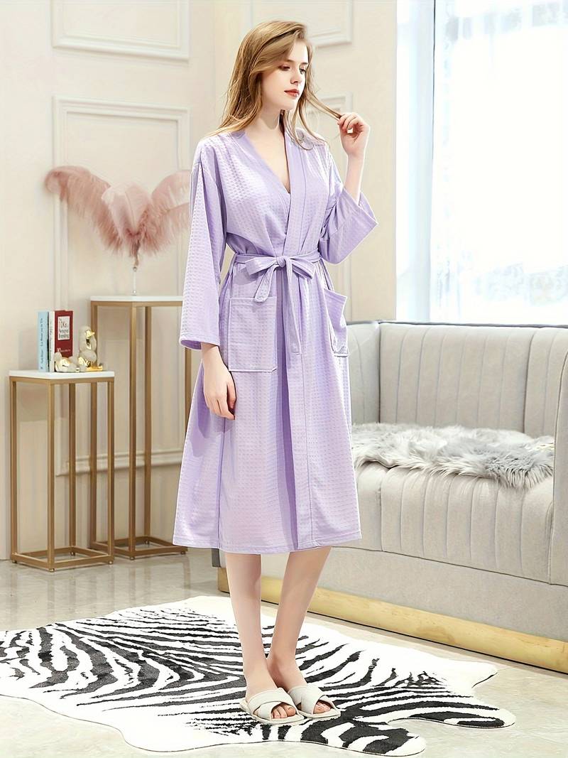 peignoir doux en nid d'abeille