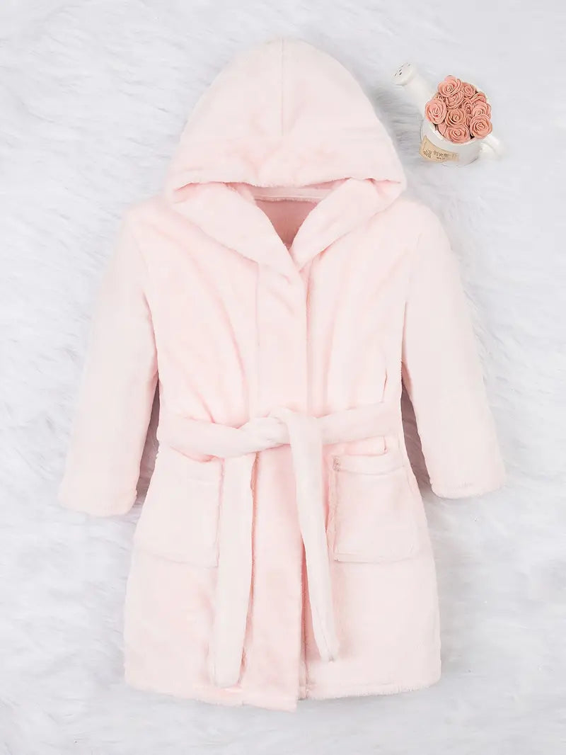 peignoir de bain enfant doux rose
