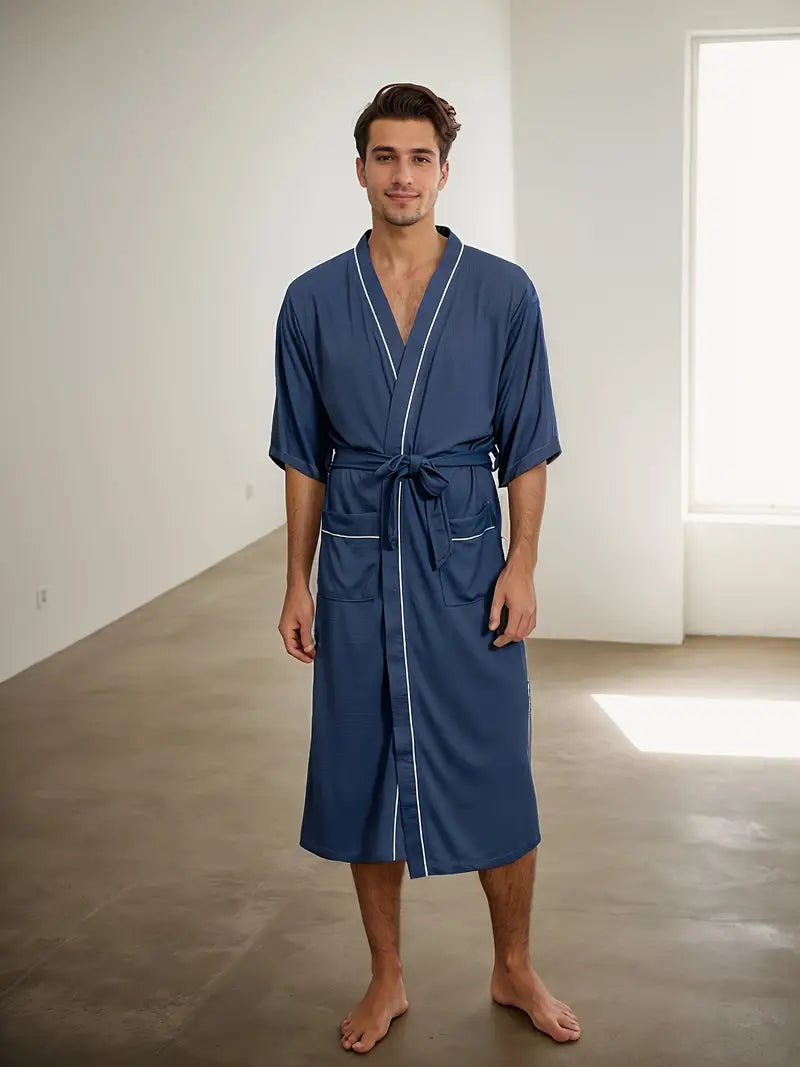 robe de chambre kimono bleu