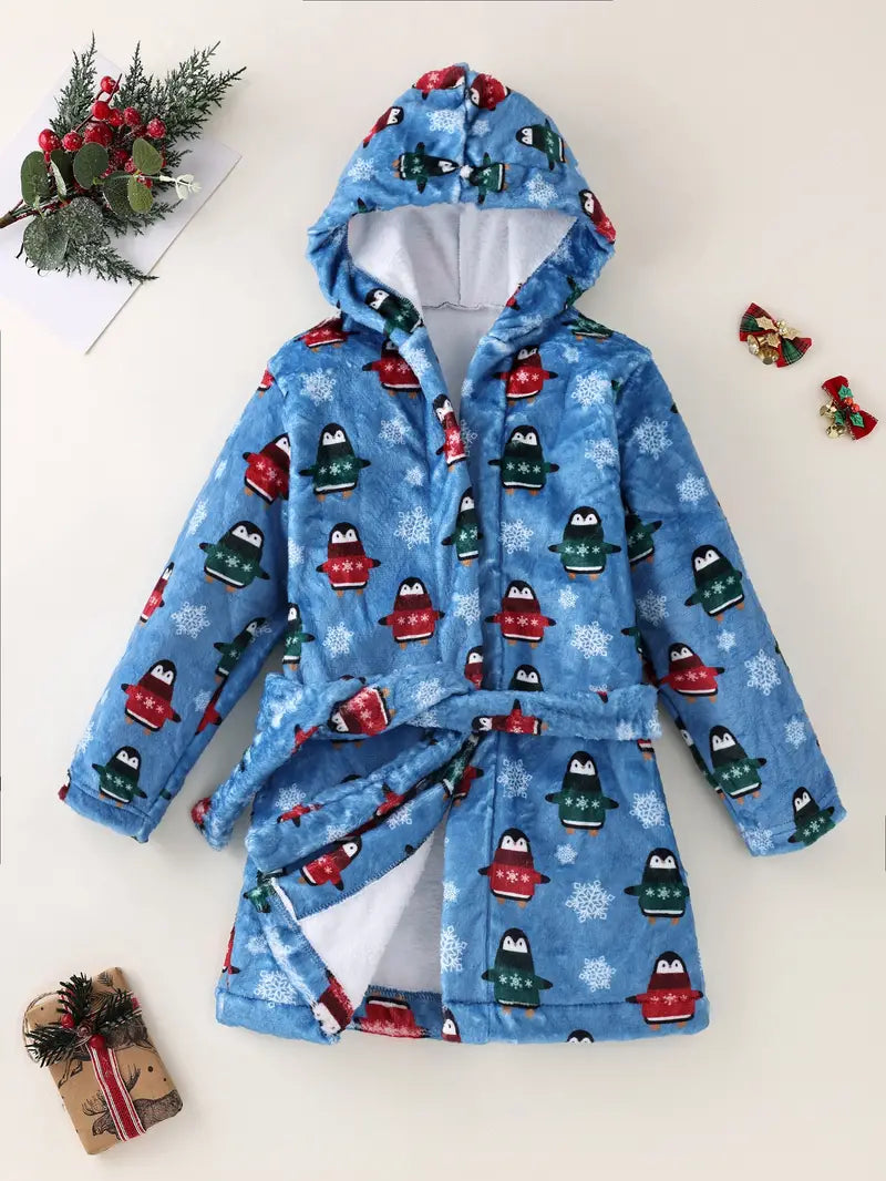 peignoir polaire enfant pingouins