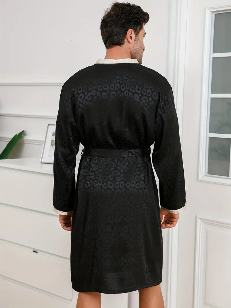 imprimé léopard noir peignoir
