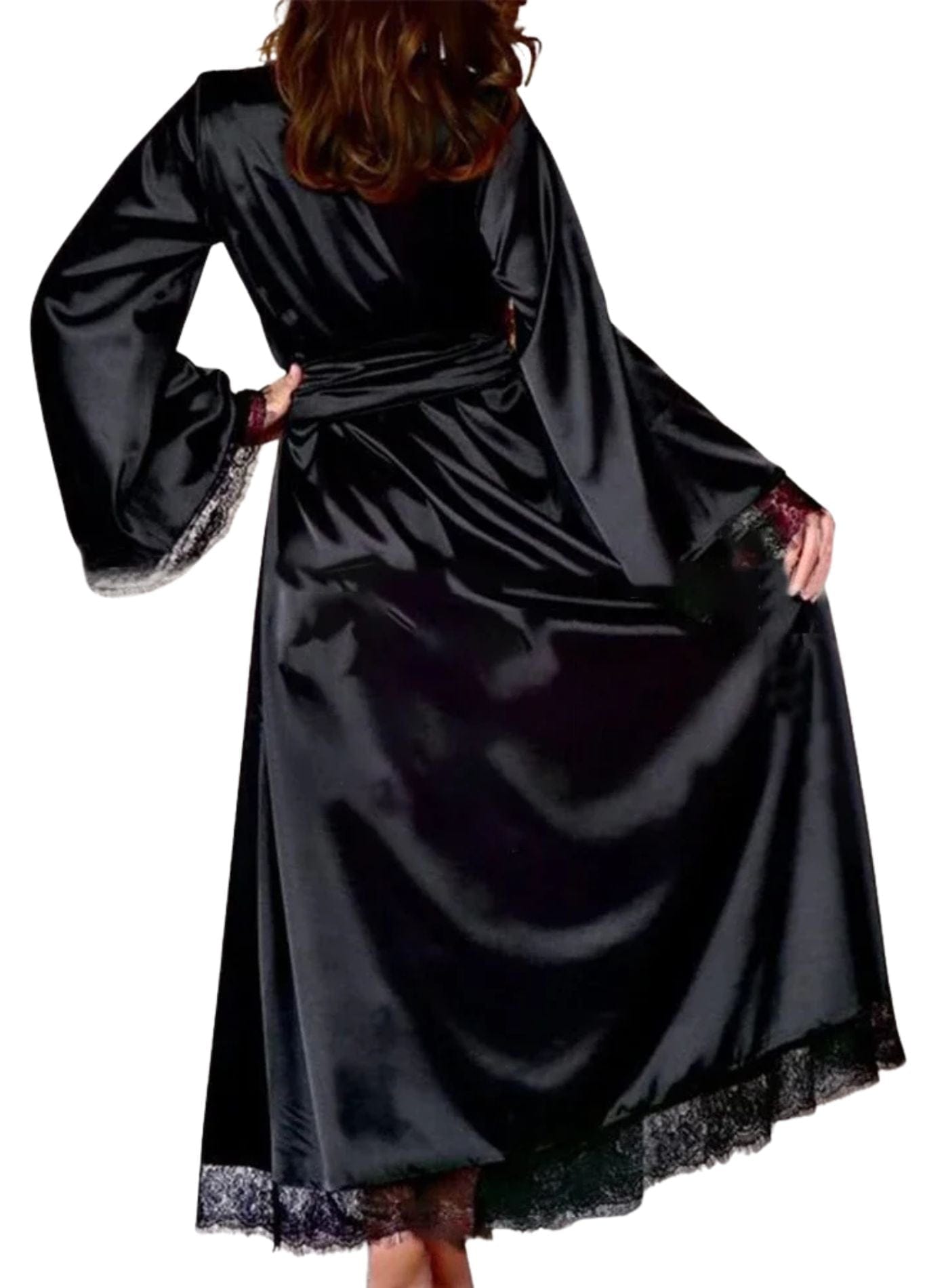Kimono en dentelle noir sophistiqué