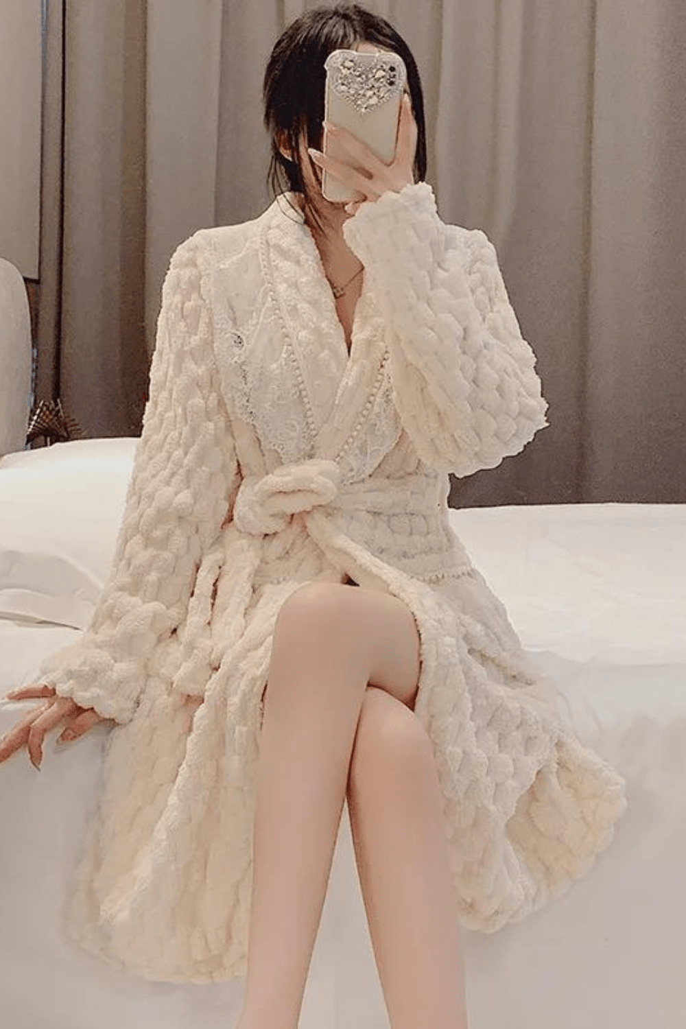 peignoir femme court polaire