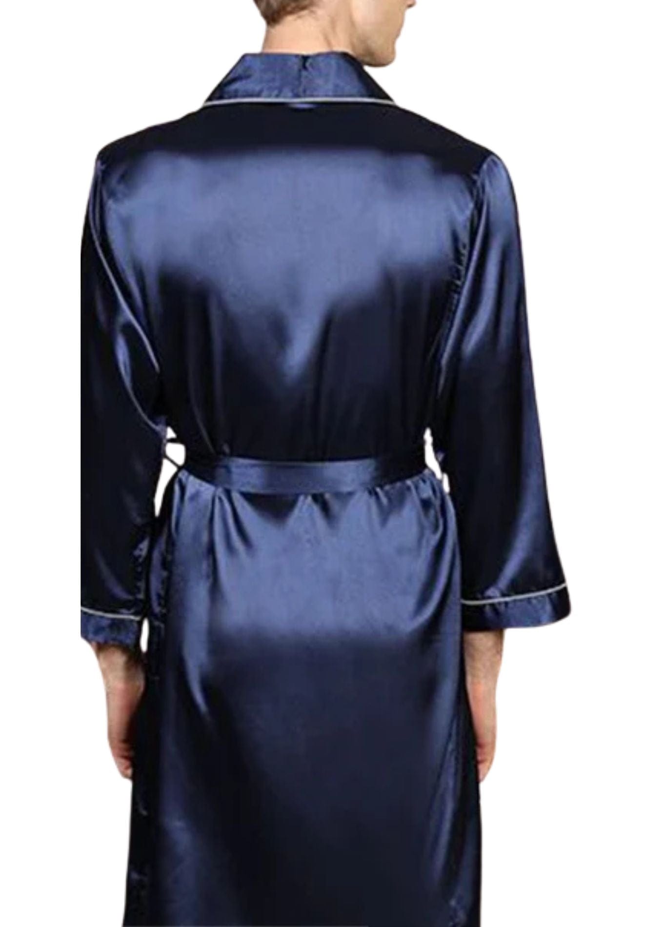 satin blue peignoir homme