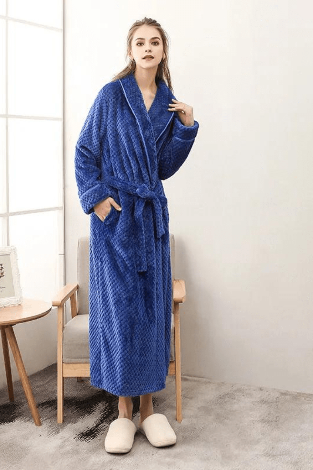 peignoir élégant bain coton