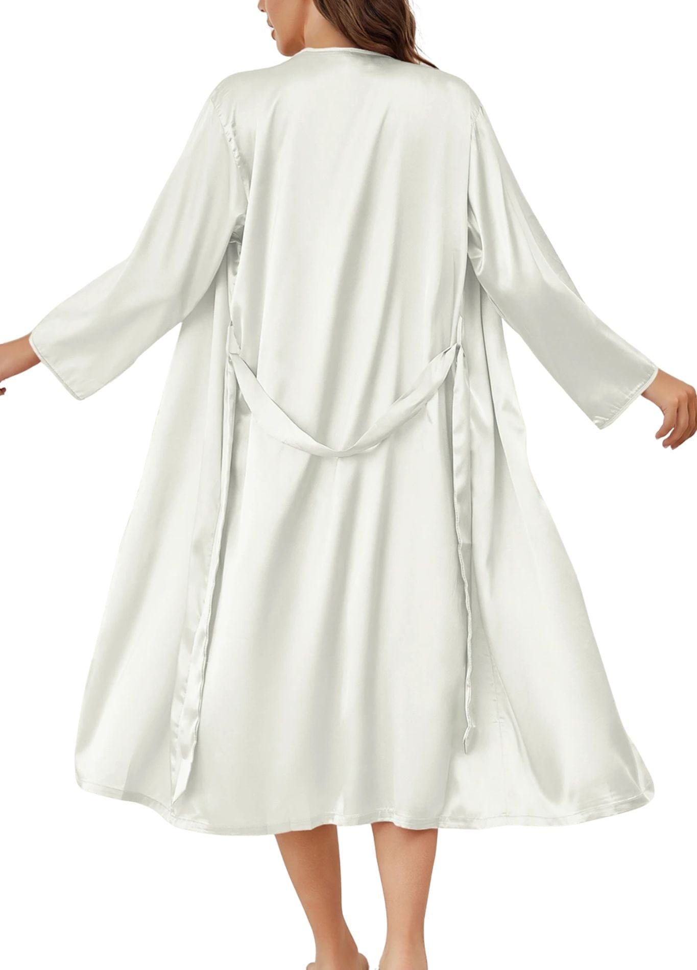 peignoir mi-long satiné