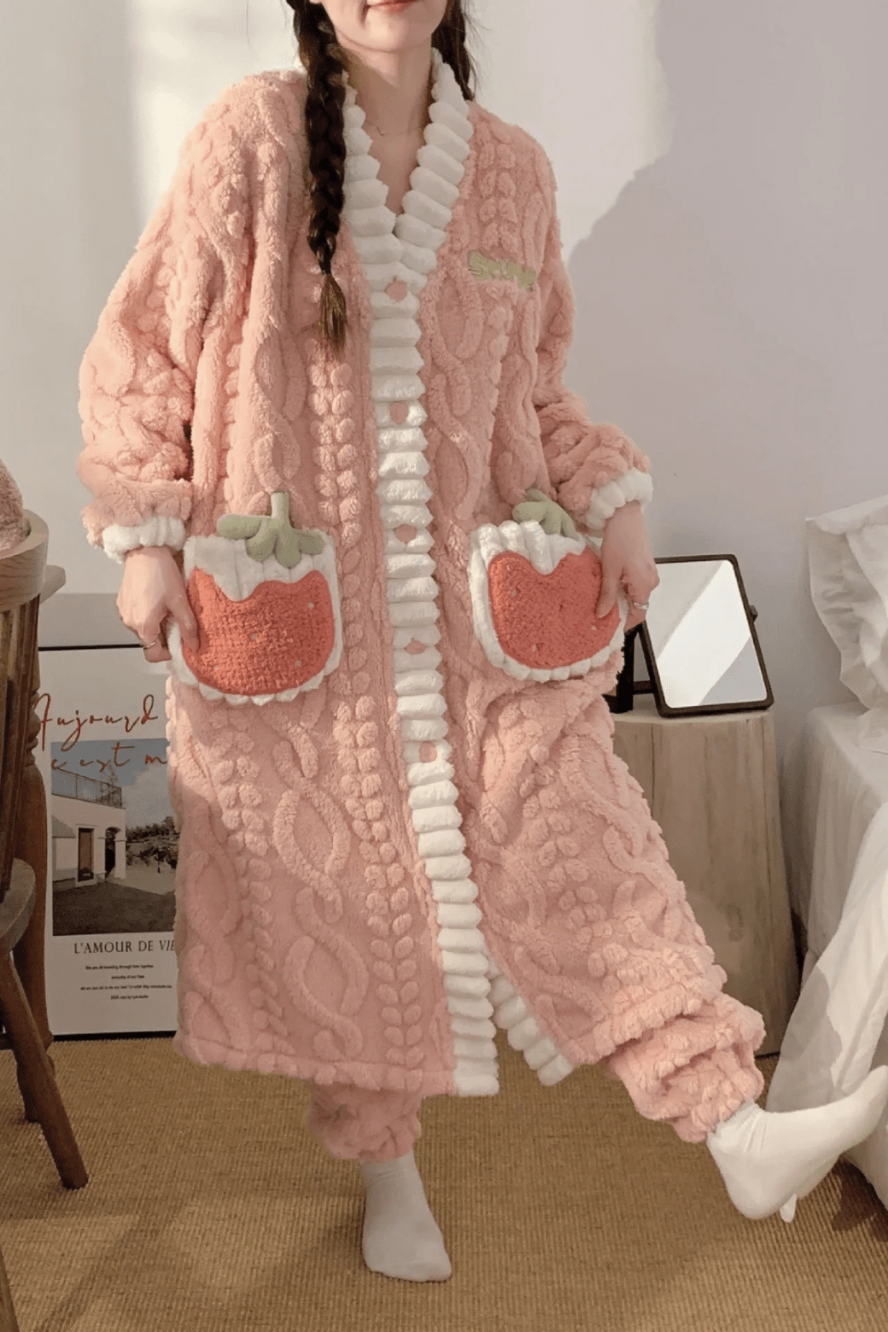 élégance peignoir boutonné femme