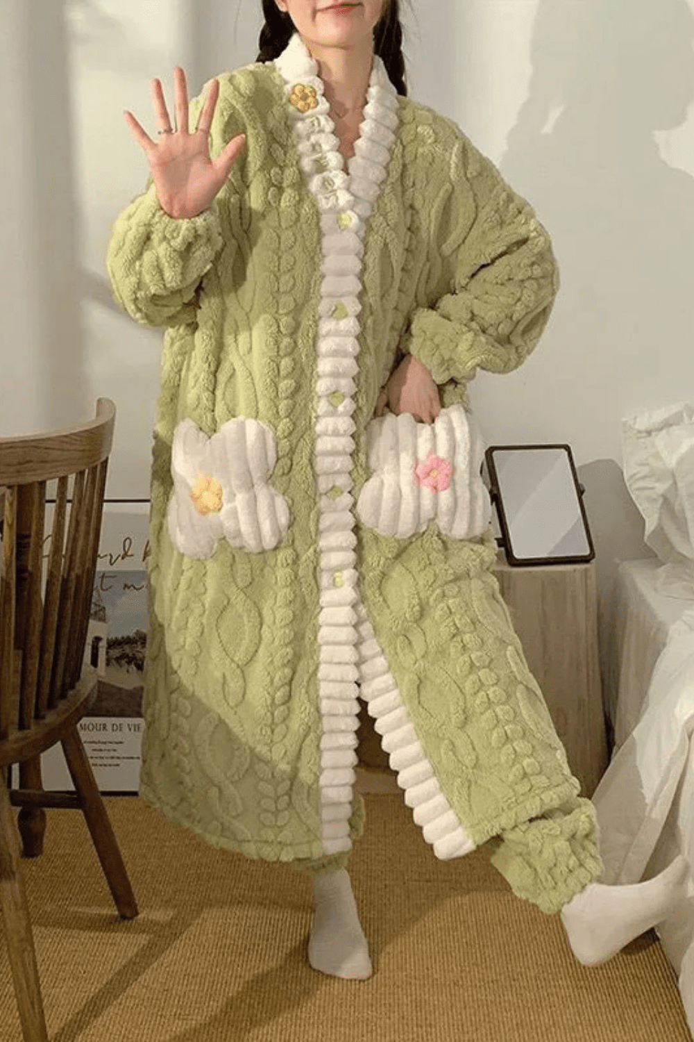 peignoir femme boutonné