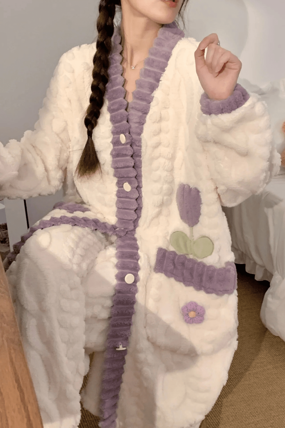 confort du peignoir femme boutonné