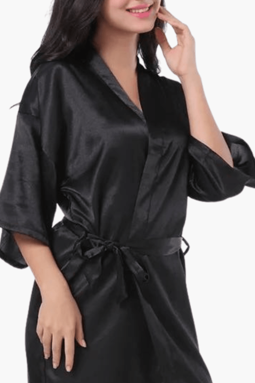 élégant peignoir pour femme en satin noir