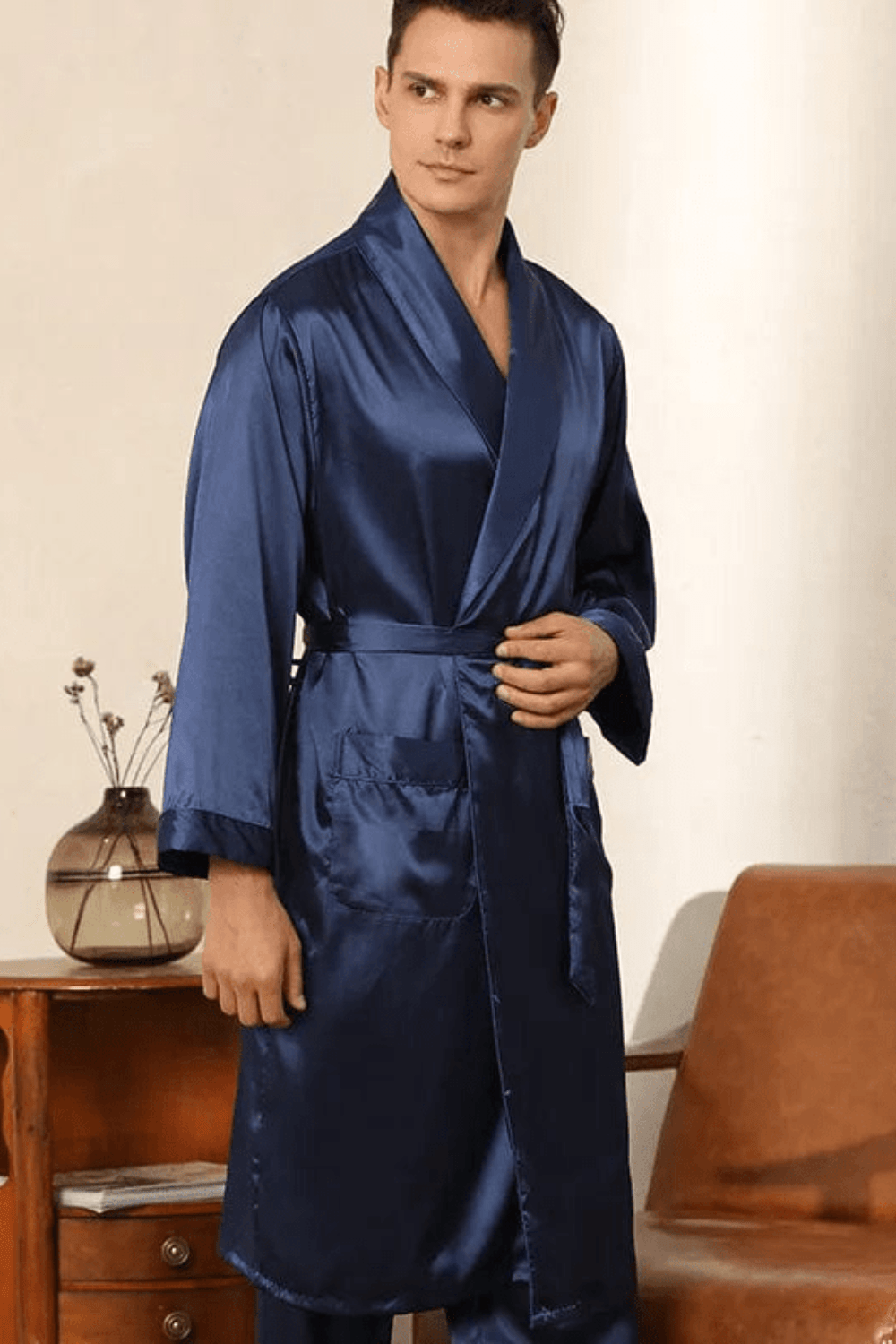 confortable peignoir homme bleu