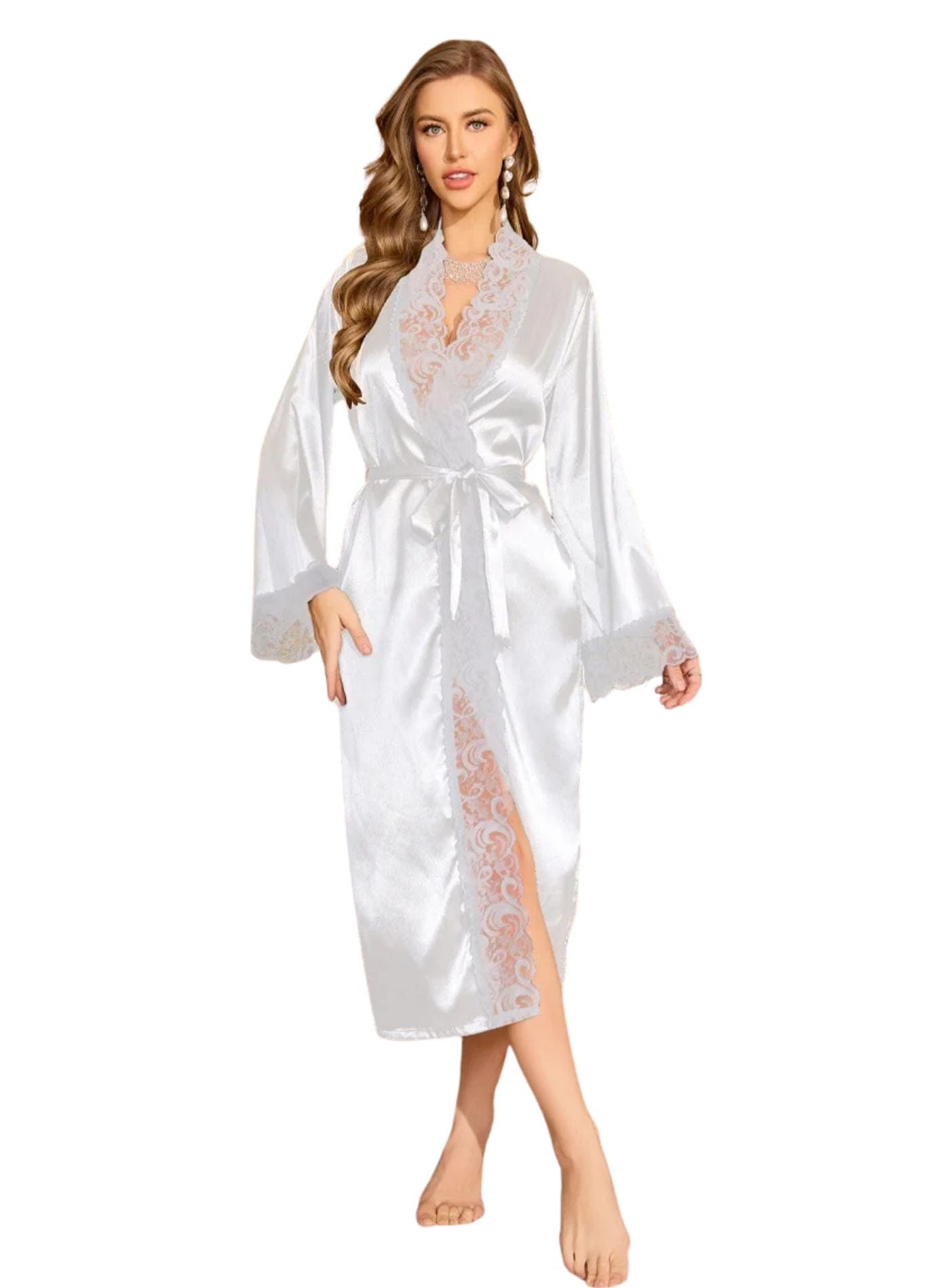 peignoir satin blanc