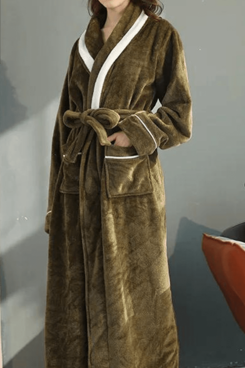 peignoir vert élégant